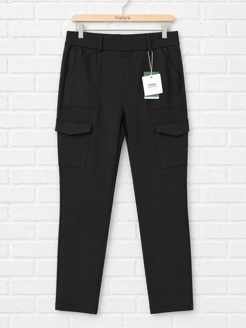 HALARA Black Cargo Jogger Pants for Women